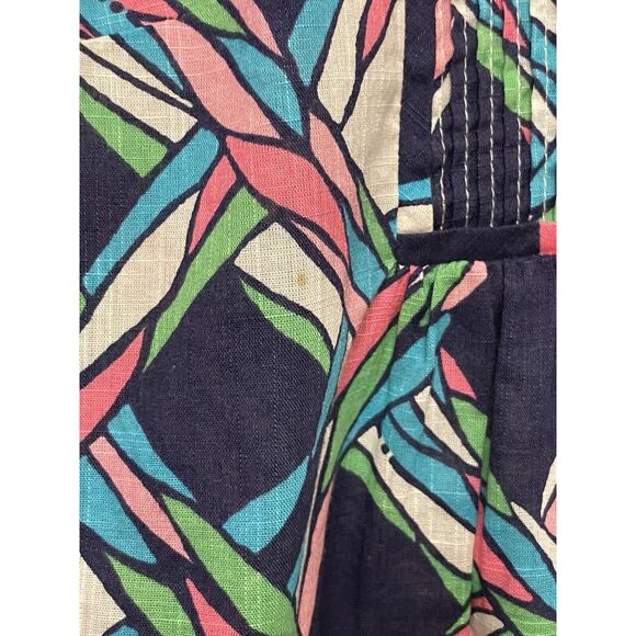 Lilly Pulitzer V-neck Rope Print Blouse Top Women Size Medium Blue Pink Cotton - Picture 7 of 7